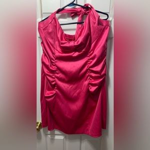 Torrid hot pink ruched halter dress